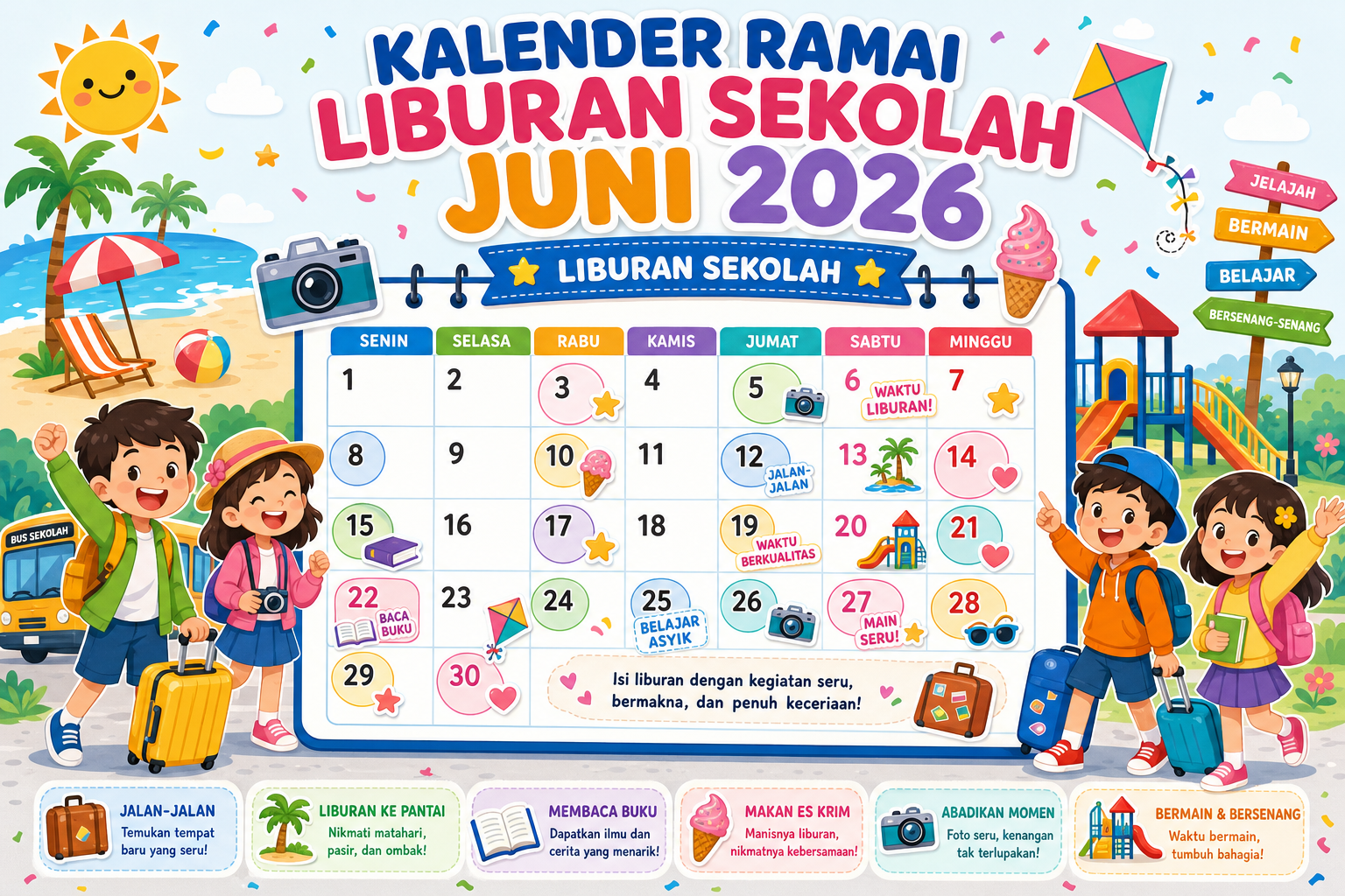 Kalender Ramai Liburan Sekolah Juni 2026 - liburan