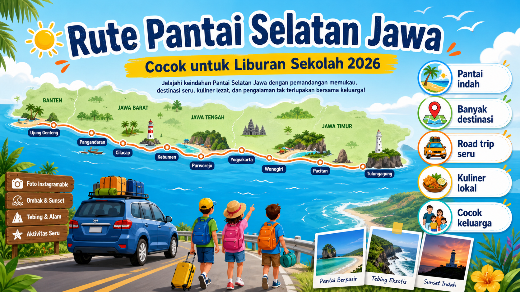 Kenapa Rute Pantai Selatan Jawa Cocok untuk Liburan Sekolah 2026? - liburan