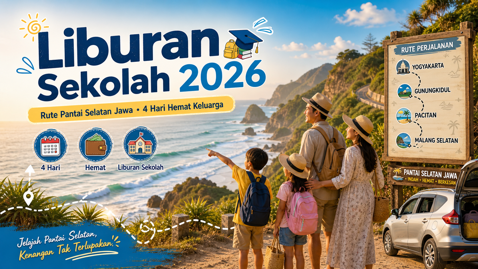 liburan - Liburan Sekolah 2026: Rute Pantai Selatan Jawa 4 Hari Hemat Keluarga