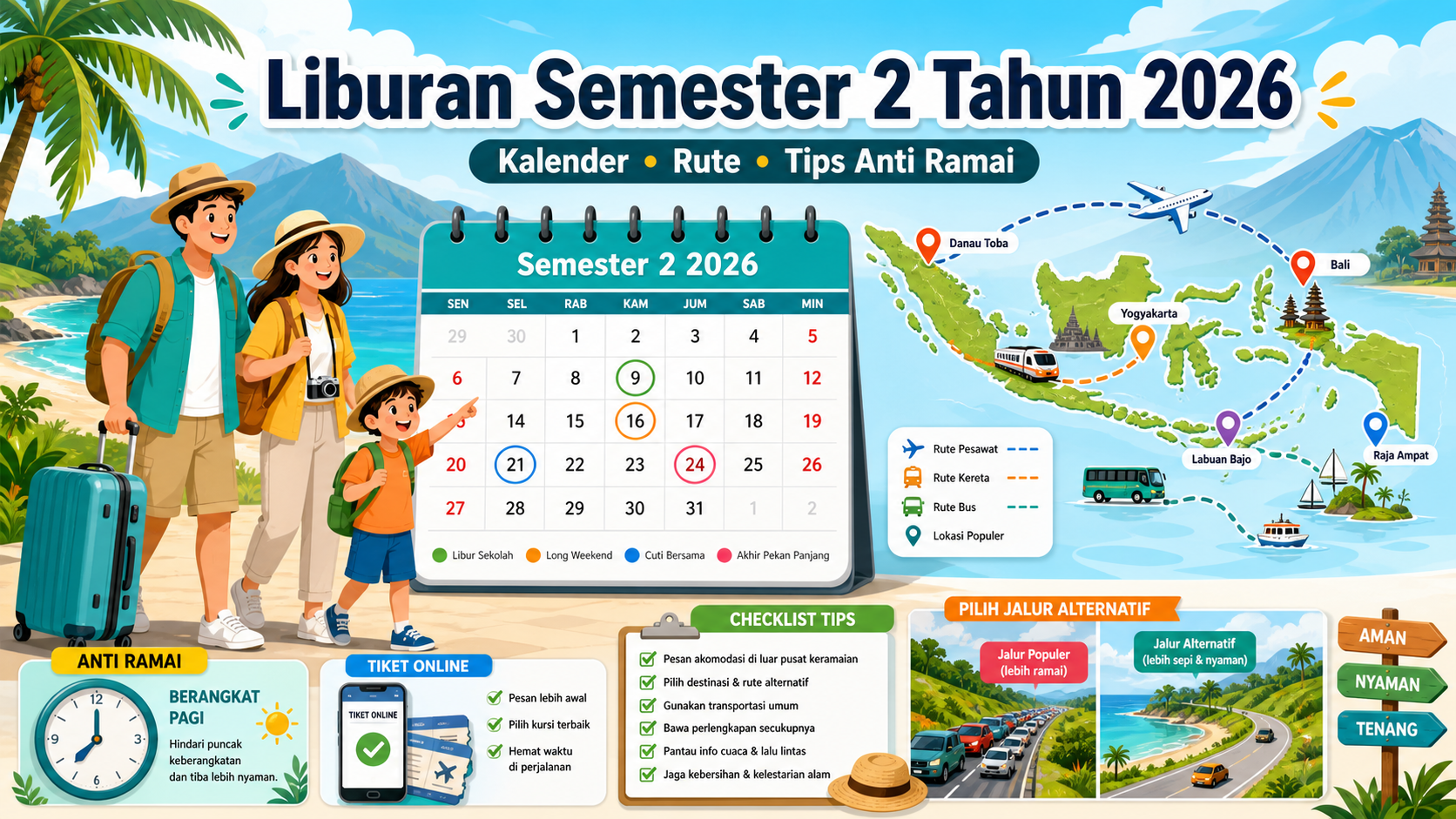 Liburan Semester 2 Tahun 2026: Kalender, Rute, dan Tips Anti Ramai - liburan