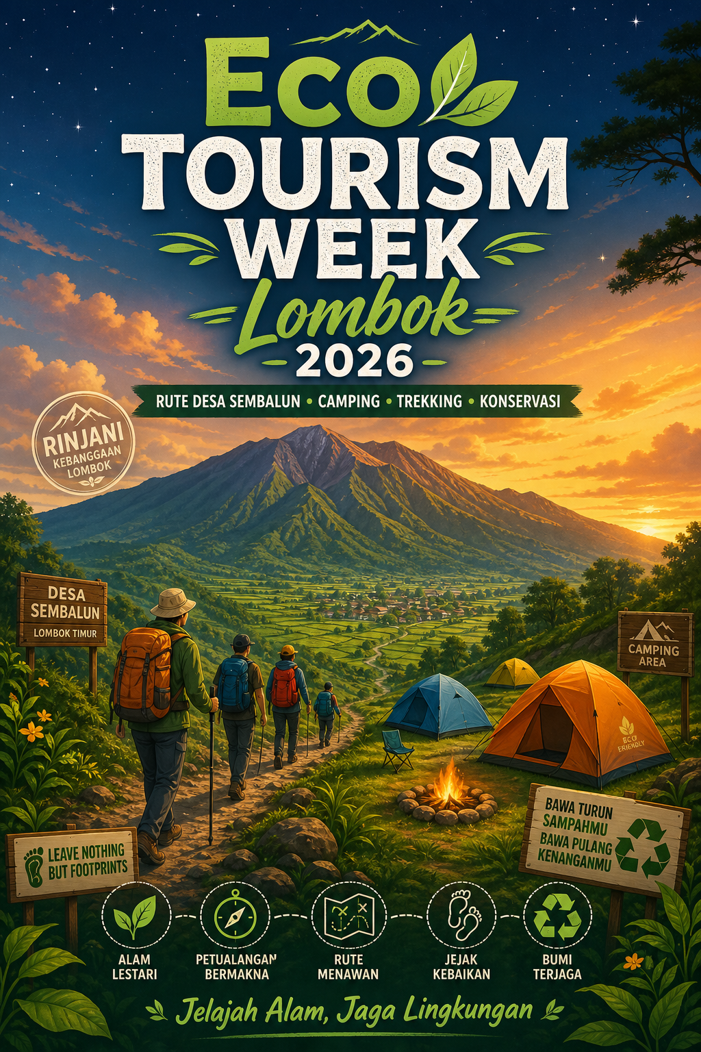 Eco Tourism Week Lombok 2026: Rute Desa Sembalun dan Camping - lombok