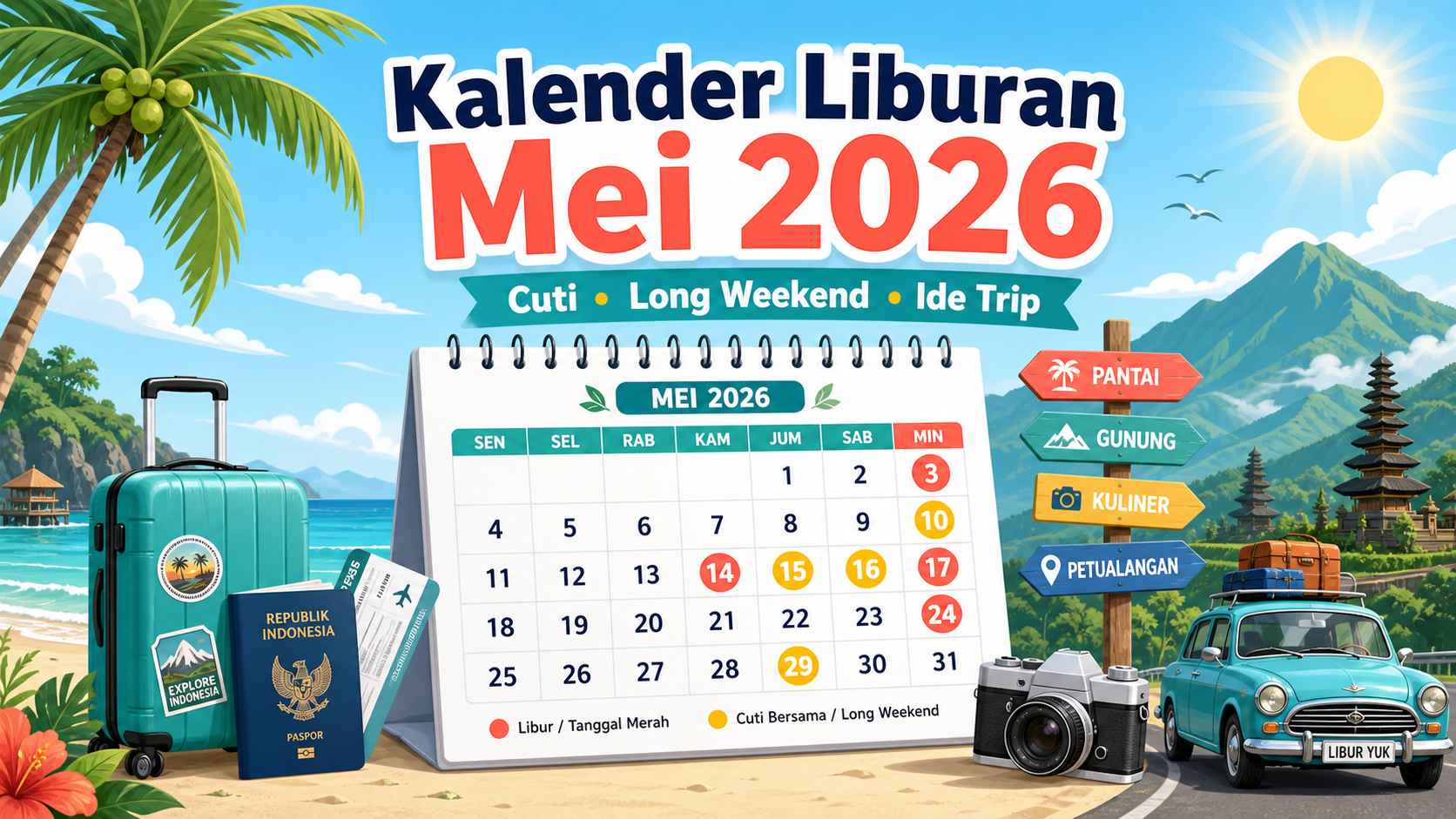 Kalender Liburan Bulan Mei 2026: Cuti, Long Weekend, Ide Trip - liburan